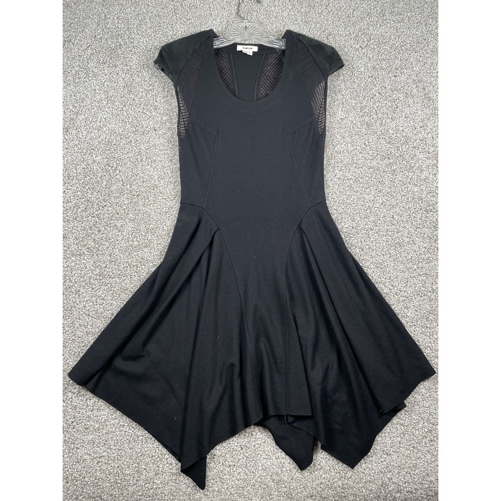 Helmut Lang Black Asymmetrical Cap-Sleeve Dress